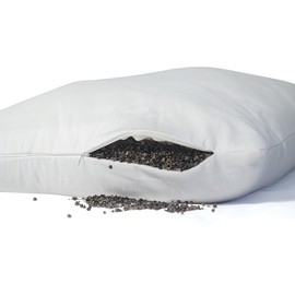 Turmerry Buckwheat Pillow Lumbar Size 16"X36" - USA Origin Hulls - Adjustable Loft and Firmness for Cervical Support for Back and Side Sleepers - Zippered Organic Cotton Cover - Sleeps Cool