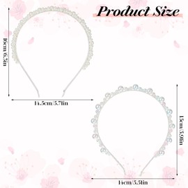 Meyeyaia 2 Pcs White Pearl Headband for Girls Women,Fashion Artificial Pearl Headpiece,Cute Beaded Headband for Wedding Bride Styling Accessories