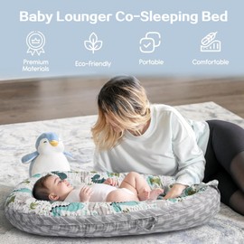 AMAWMW Baby Lounger for Newborn Infant Baby Nest for 0-24 Months Portable Adjustable Washable Lounger Cover Removable Slipcover Lounger Pillow Floor Seat for Travel Essentials