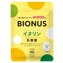 ビオナス イヌリン 61,000mg 菊芋 乳酸菌 配合 ヨーグルト風味 タブレット | 菊芋 ビフィズス菌 オリゴ糖 ナットウキナーゼ 桑の葉 ブラックジンジャー サラシア サプリメント |1日3粒 90粒 約30日分