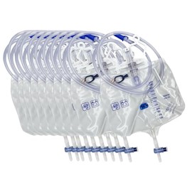 10 Pack Large 2000 ml Urinary Drainage Bag for Adults, Latex-Free Sterile Urine Bag with Anti-Reflux Chamber, Bolsa de Orina Desechable