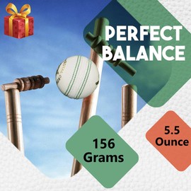 BT White Cricket Ball - Pack of 1 Genuine Leather Cricket Balls for Day or Night International Standard Cricket and Practice | Bat-Friendly Hard Cricket Ball Made from Sustainable Sources | 156g