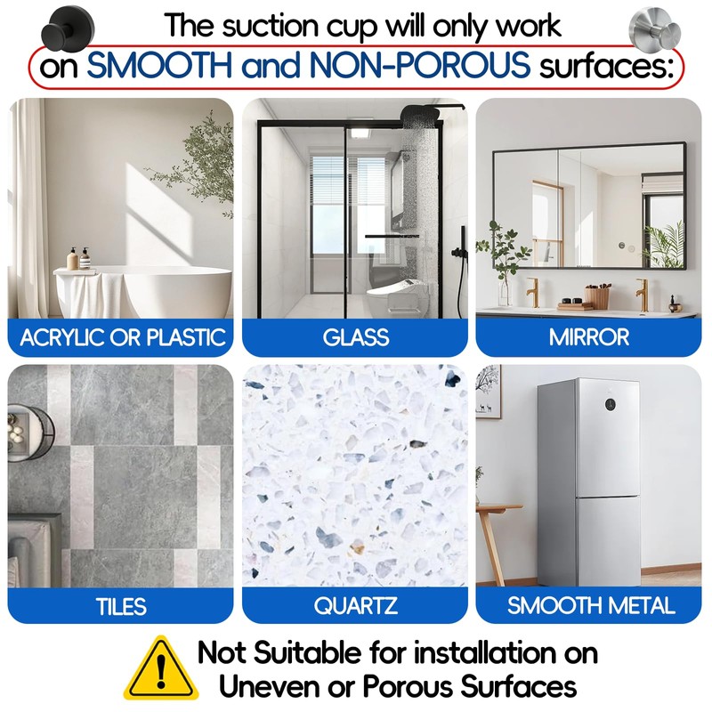 AQXYTK Heavy Duty Shower Hooks - 6-Pack Strong Suction Cup