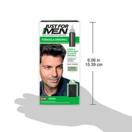 Just For Men Tinte Colorante Para Hombre en Shampoo, Negro H55, Ideal Para Cubrir 100% de Las Canas, Paquete de 3, 66ml