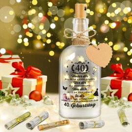 Johiux 40th Birthday Woman Man 40th Money Gifts Birthday Packaging, 40th Birthday Gift Night Light Gifts Decoration, LED Bottle Light Birthday, Cool Gift Ideas for 40th Birthday Table Decoration