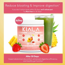 Kiala Nutrition Super Greens, Organic Greens Powder with Spirulina & Chlorella for Digestion, Gut Health, Immunity & Energy, Vegan, Miami Vice:_Tropical Splash