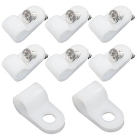 Seimneire R-Type Cable Clamp, 1/4 Inch P-Style White Nylon Wire Organizer Clip, Mounting Clips with Stainless Steel Screws - 60 Pcs