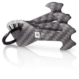 Fabach Piranha trolley remover made of unbreakable carbon, shopping trolley token, key fob, shopping chip for shopping trolleys, removable chip, no sticking in the padlock, Black