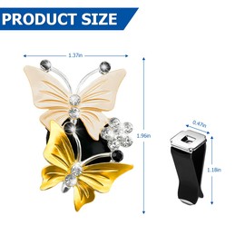 1PC Car Air Fresheners Vent Clips, Cute Dual Butterfly Diamond Rhinestone Car Vent Clip, Air Outlet Perfume Diffuser, Sparkly Bling Car Interior Decoration Accessories for Girls Women Yellow