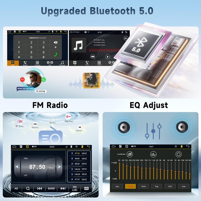 Single Din Car Stereo Wireless CarPlay/Android Auto, 5.9" HD IPS