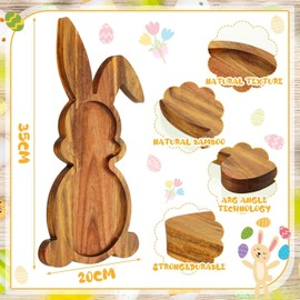 Farmhouse Bunny Serving Wood Trays (Set of 1),Nesting Rabbit-Shaped Wooden Charcuterie Serving Platters for Easter or Spring Rustic Decorative
