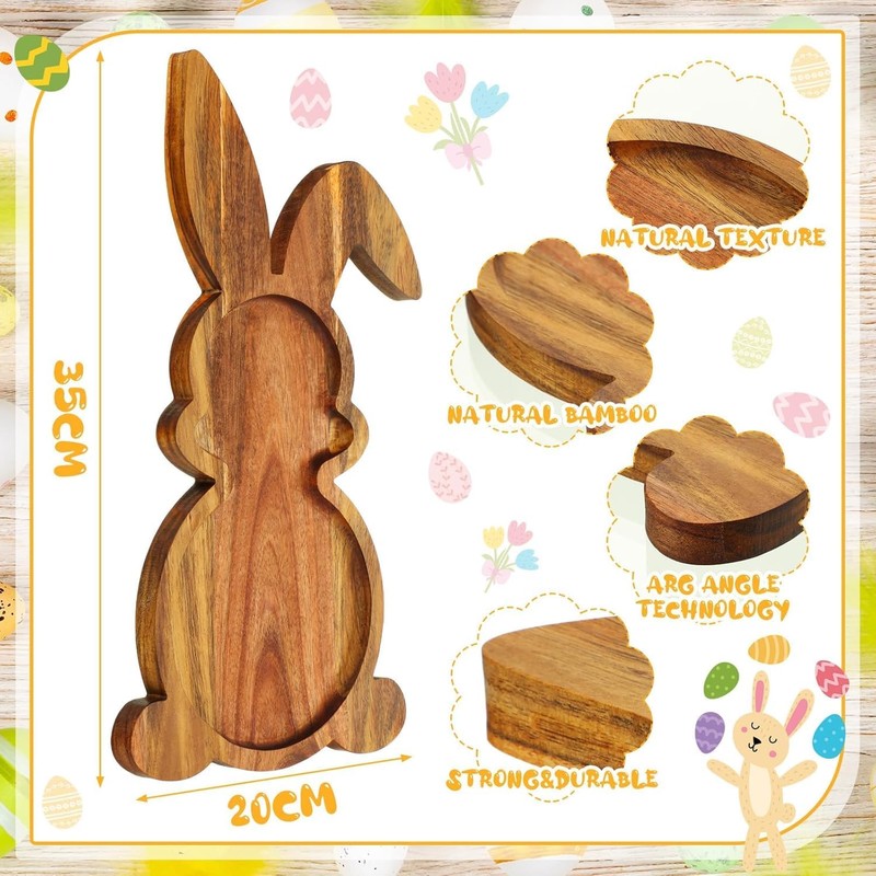 Farmhouse Bunny Serving Wood Trays (Set of 1),Nesting Rabbit-Shaped Wooden