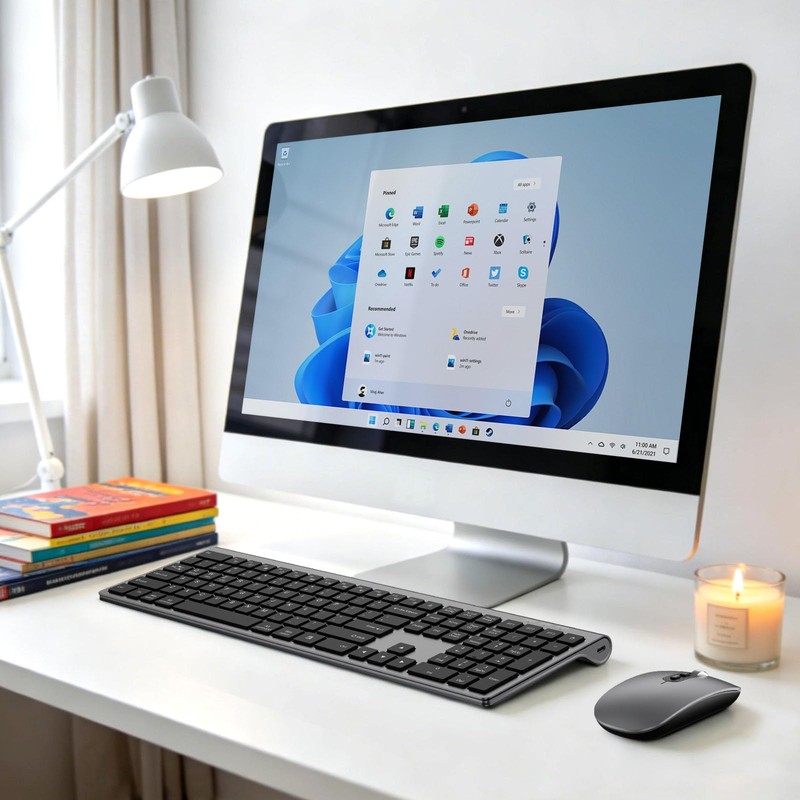 Rechargeable Wireless Bluetooth Keyboard and Mouse Combo, Full Size Silent