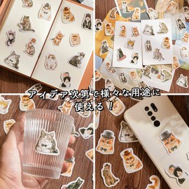 moin moin 2208sl198 Flake Stickers, Cat, 92 Piece Assorted Set, Watercolor Cat, Cute Animal, Animal, Schedule, Notebook, Album Decor, Letter, Calendar, Reward, Sticker