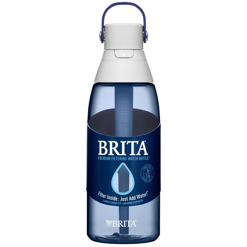 Brita Hard-Sided Plastic Premium Filtering Water Bottle, BPA-Free, Reusable, Replaces