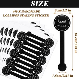400 Pcs Handmade Stickers Food Label Stickers, Self-Adhesive Bakery Stickers Long Label Packaging Lollipop Sealing Labels for Bakery Pastry Bags Jars Bottles Coffee Cups