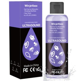 Winjetboo Ultrasound Jewelry Cleaning Solution, Use in All Ultrasound Jewelry Machines, Rings and Eyeglass, Performance Liquid Cleans Solution for Diamonds, Gold, Earrings, and Watch, 8.5 oz/250 ml