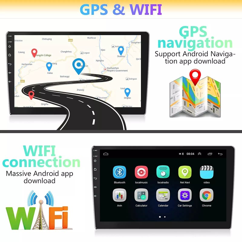 Hodozzy Android Double Din Car Stereo 10.1 Inch Touch Screen
