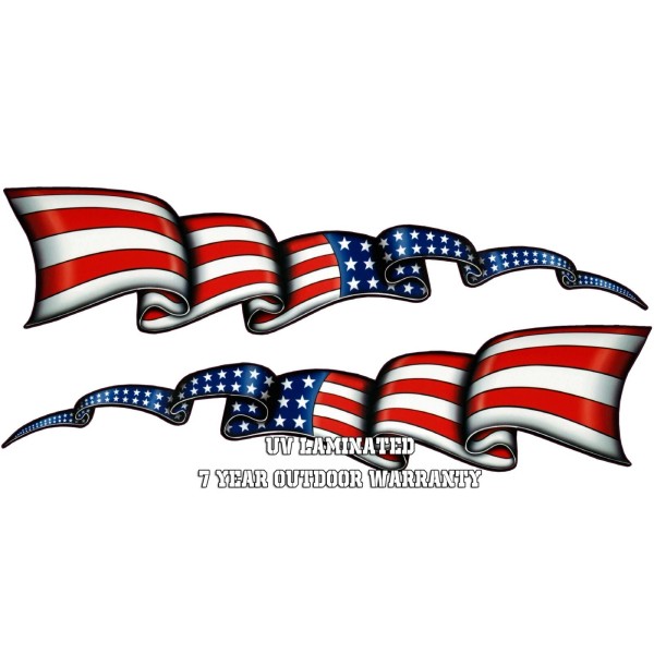 American Waving American Flag Stripe Kit UV Laminated Large Pair