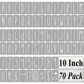 10 Inch Alphabet Letter Stencils for Painting - 70 Pack Letter and Number Stencil Templates with Signs for Painting on Wood, Reusable Skinny Letters Stencils for Chalkboard Wood Signs & Wall Art