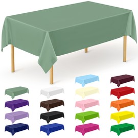 QZYL 12 Pcs Rectangle Tablecloth, 54 X 108 Inches Plastic Table Cover, Sagegreen Disposable Table Cloth Party Decorations, Robust Table Cover Birthday Party, Baptism Decorations and Home Essentials