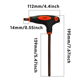 bociloy T45 Torx Screwdriver, Anti Tamper Proof Torx Key, S2 Steel T-Handle Dual End Wrench for Home Repair and Mechanical Maintenance, Red