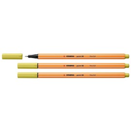 STABILO Pack of 3 Felt-Tip Pens with Fine Stitch 88, Mustard Yellowaa