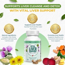 Vital Liver Support New Formula Liver Supplement and Liver Vitamin – 9-in-1 Liver Health Formula,Cleanse & Repair Formula with Organic Milk Thistle Supports Liver Health Cleanse