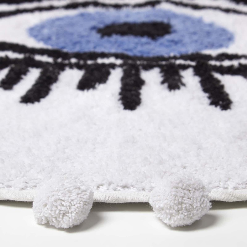 HOMESCAPES Cotton Eye See You Eye Bath Mat White Super