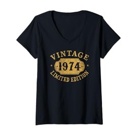 Womens 51st Birthday Women 51 Year Old Men Funny 1974 51 Year Old V-Neck T-Shirt