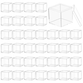 Aeaocvo 36 PCS Small Acrylic Box 2.2 X 2.2 X 2.2 Inch Square Acrylic Boxes with Lids, Mini Clear Plastic Box Decorative Storage Container Boxes for Candy, Jewelry, Tiny Beads, Party Favor