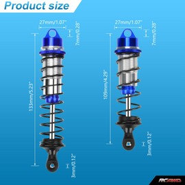 RCAWD Shock Absorber 110mm 130mm for ARRMA 1/8 Kraton 4wd Roller, Kraton 6s V5 Blx, Notorious 6s V5 Blx, Outcast 6s Blx, Talion 6s Blx Upgrades, Front Rear RC Shocks Damper #ARA330764 #ARA330765 Blue