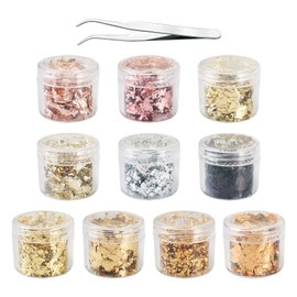 Beadthoven 10 Boxes 10 Colors Nail Foil Glitter Nail Sequin Laser Colorful Nail Foil Flakes Nail Art Stickers Tinfoil with 1Pc Pointed Tweezers for Women Manicure DIY Nail Art Decorations