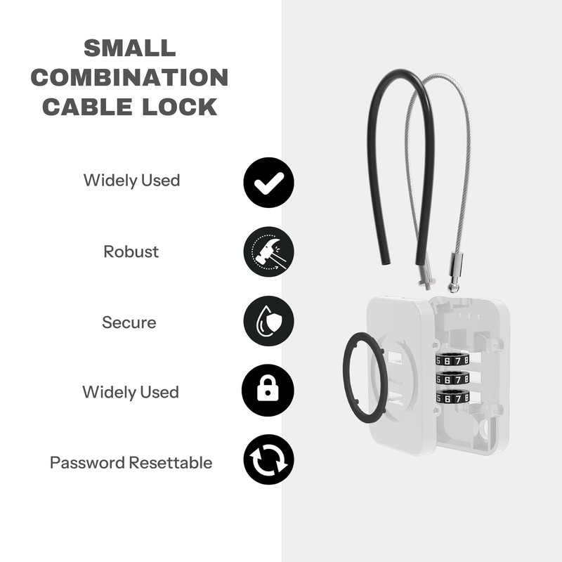UP Security 3 Digit Combination Padlock with Cable, Luggage, Backpack