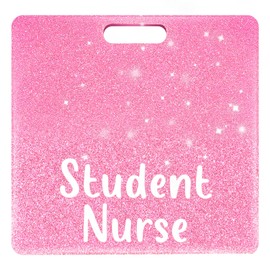 Pink Student Nurse Badge Glitter Nurse Badge Buddy Horizontal Id Name Identification Tags Accessories for Women Coworkers Resident Nurses Aesthetic