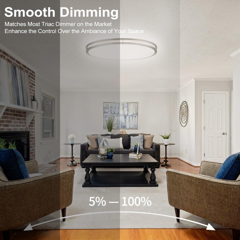 DAKASON 32In Oval LED Flush Mount Light for Kitchen/Living Room,