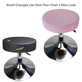 HuaLiSiJi Round Stool Cover 12-16" Round Seat Covers for Bar Stools, Luxurious Fabric Stretchable, Washable Jacquard Dustproof Stool Seat Slipcover (1, Pink)