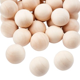 PandaHall Pack of 29 30 mm Wooden Balls Unfinished Natural Wood Beads No Hole Loose Wooden Beads Balls Balls for Wine Carafes Macrame Christmas Decoration for Farmhouses