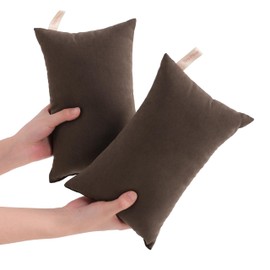 organictune 2 Pack Tiny Pillows 11"x7", Soft Down Alternative Microfiber Pillows for Sleeping, Nap, Travel, Pets, Machine Washable, Dark Brown