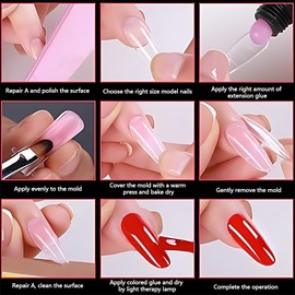 VONJUMA 228 Pieces Dual Tips Nails Dual Nail Forms Set 12 Shapes Nail Extension Nail Gel Shapes Nail Shape Set with Nail File for Nail Tool