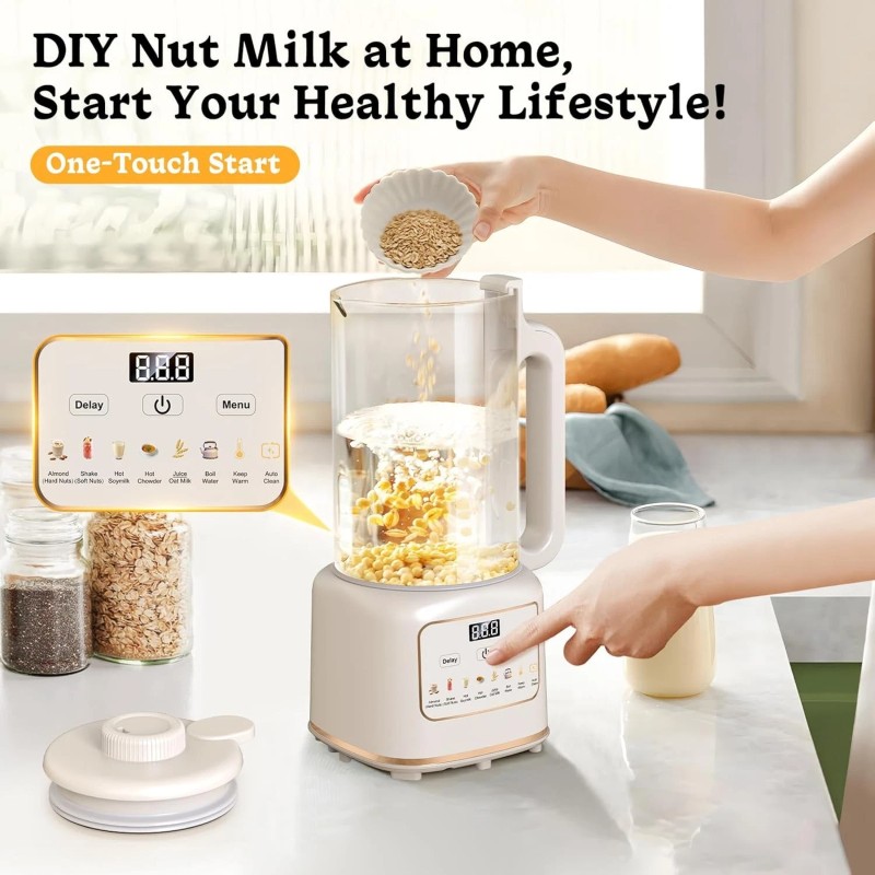 Flelano 55oz Nut Milk Maker Machine, 10 in 1 Upgrade