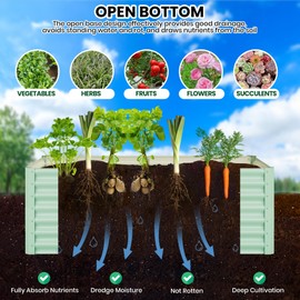 GarveeLife Raised Garden Beds Outdoor, 8x4x2 FT Galvanized Raised Garden Bed for Gardening, Rectangular Metal Planter Box for Planting Plants Vegetables and Flower, Green