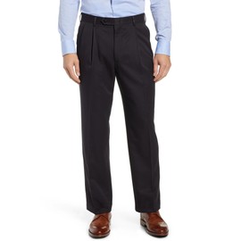 Men's No Iron Pleated Dress Pants Expandable Waist Regular Fit Premium Comfort Slacks(HS,44W×32L)