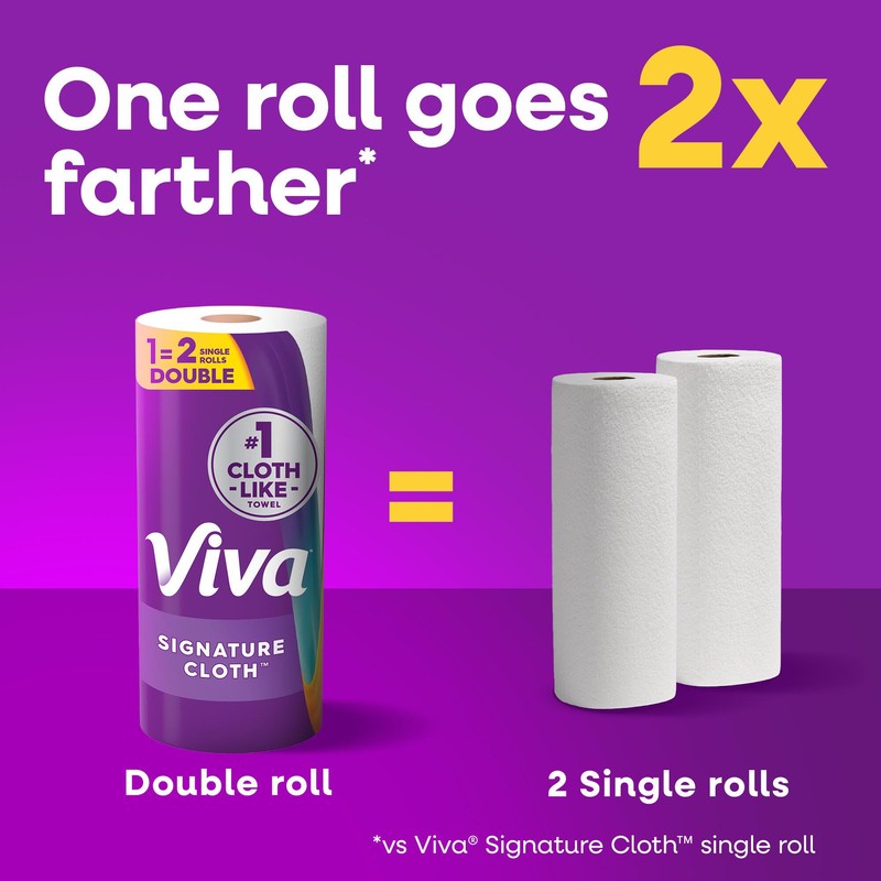 Viva Signature Cloth Paper Towels, Choose-A-Sheet Size, 3 Double Rolls,