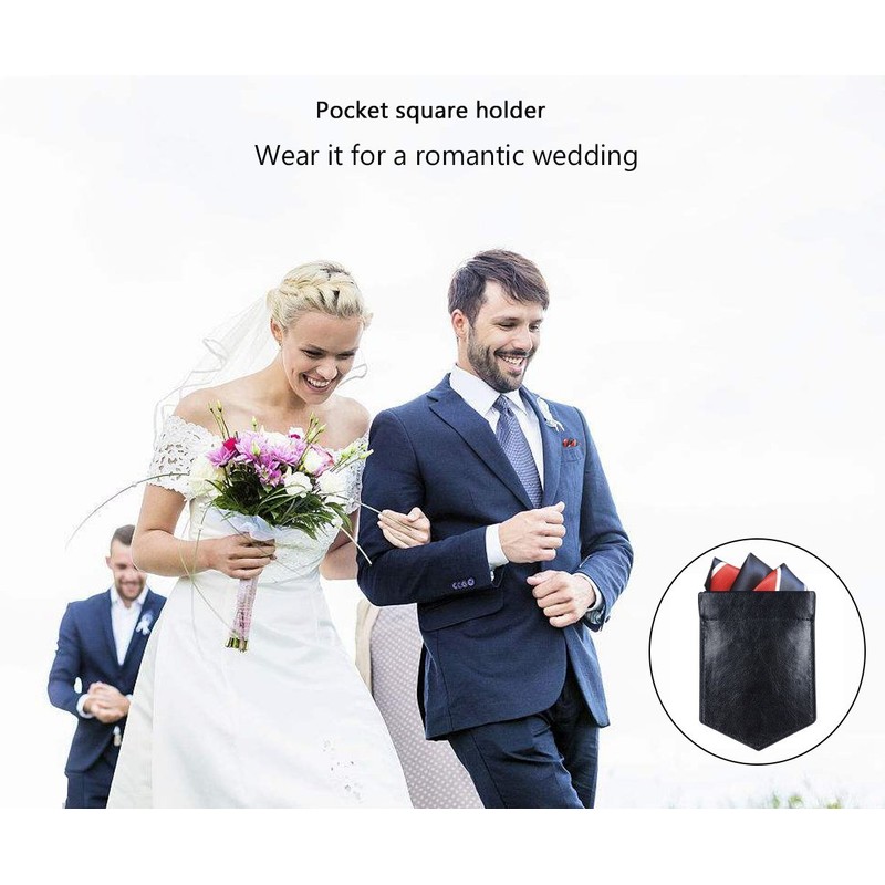 ONLVAN Pocket Square Holder Leather Slim Pocket Square Holder for