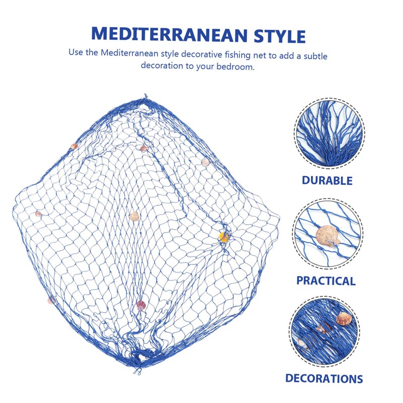 ORFOFE Indoor Beach Fishing Net Wall Ornament Decorative Thickened Style