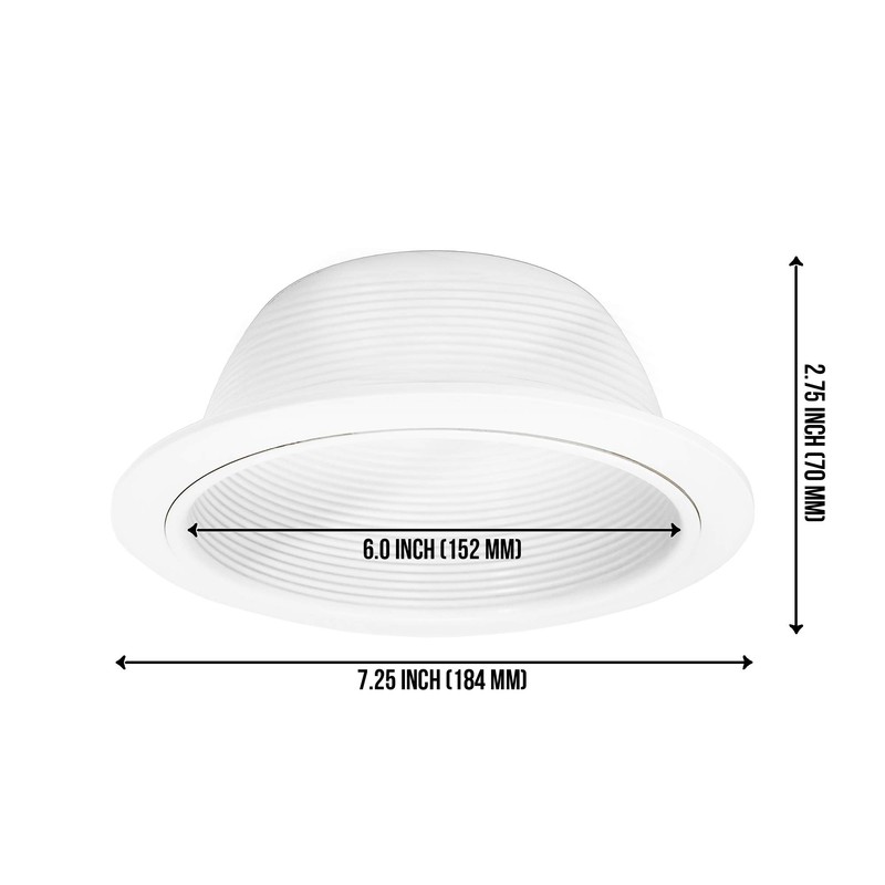 PROCURU [12-Pack] 6" Metal Recessed Can Light Trim Cover, Step