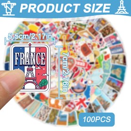 100PCS Water Bottle Stickers, Cute Vinyl Waterproof Stickers Cartoon Stickers Aesthetic Laptop Stickers for Phone Skateboard Scrapbook Luggage Car Decals for Adults Teens Kids Girl, Travel Map