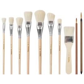 Fulillanlun Mop Brush for Acrylic Painting,10 PCS Glaze Brushes for Pottery Goat Hair Blend Mop Brush Set for Pottery Acrylic Paint