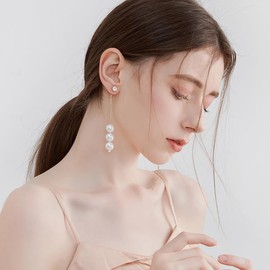 arete colgantes de gota chapados en oro de 14 quilates con perla chapada en oro de 14 quilates para mujer, Latón, No es una piedra preciosa